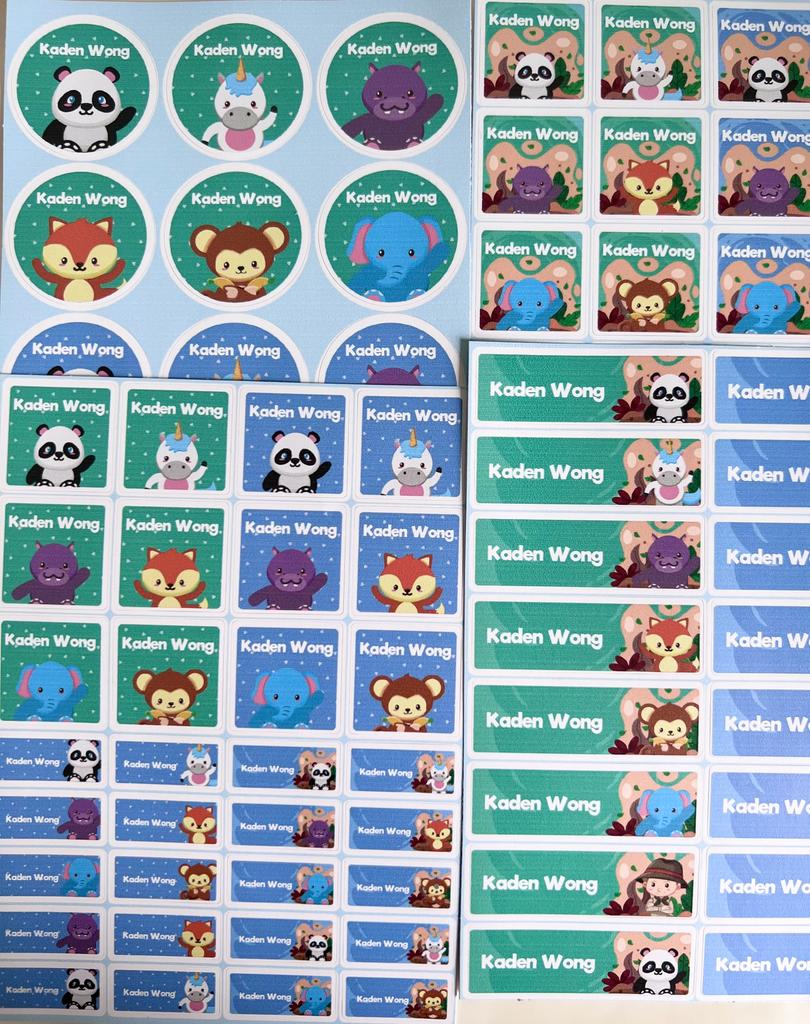 Name Label Stickers - Safari Animals