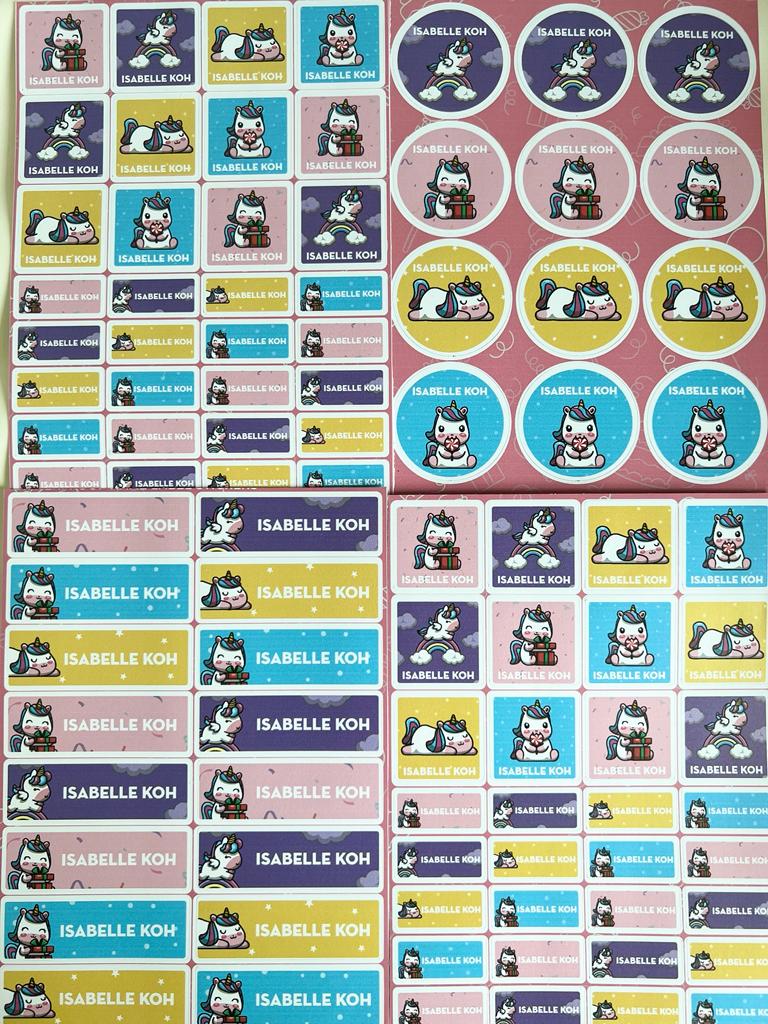 Name Label Stickers - Fluffy Unicorns