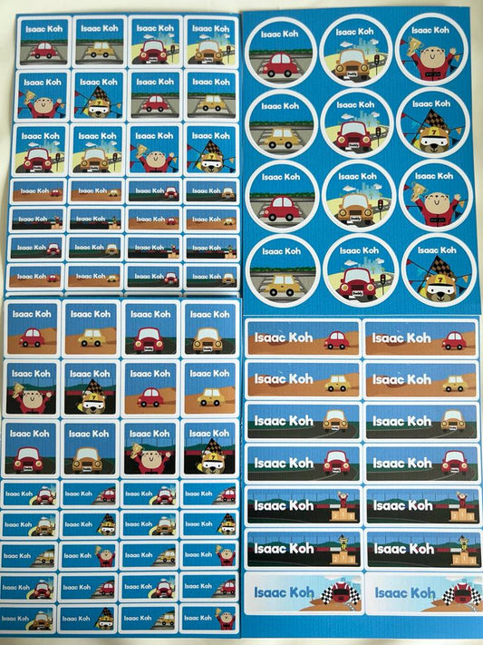 Name Label Stickers - Vroom Vroom Car