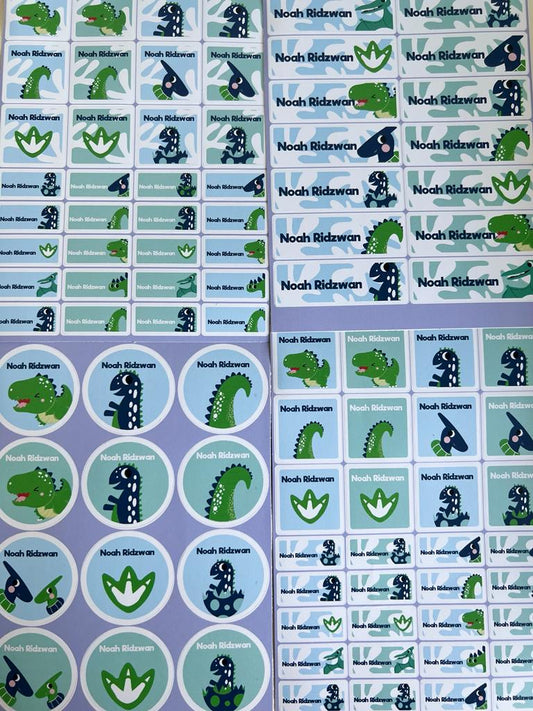 Name Label Stickers - Cute Dino