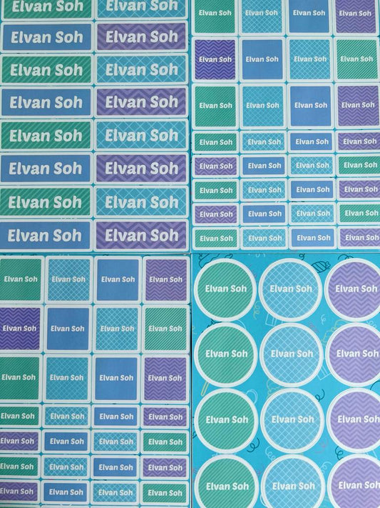 Name Label Stickers - Cool Blue