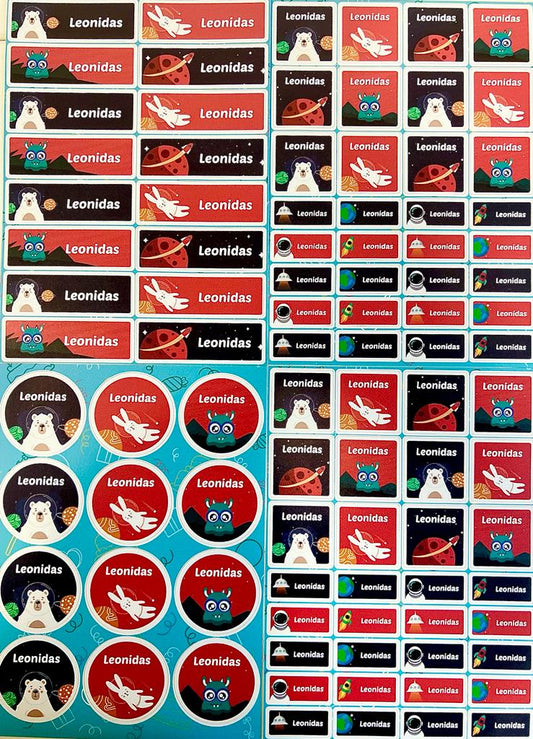 Name Label Stickers - Space Creatures
