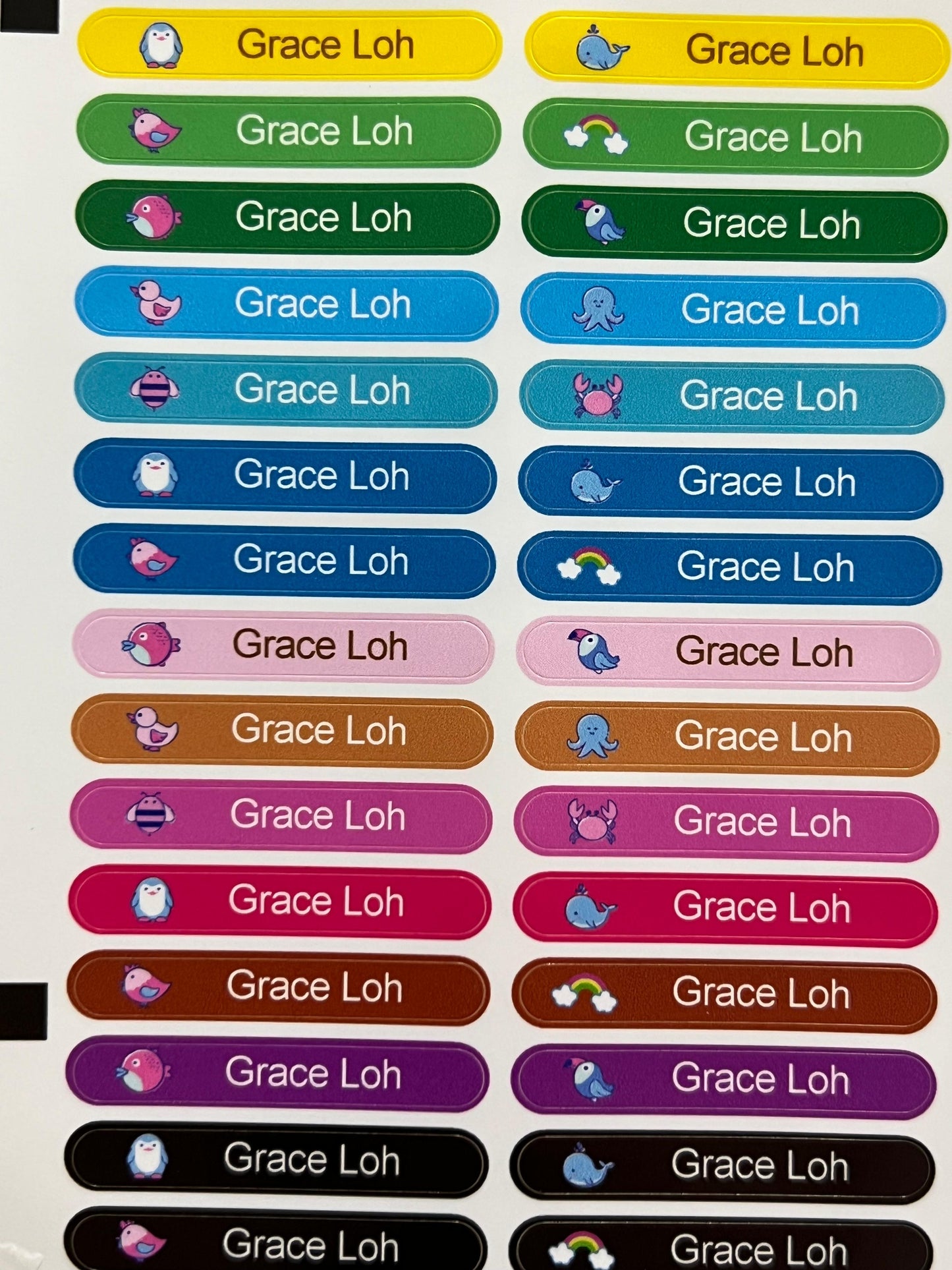 Stationery Name Labels - Colorful World