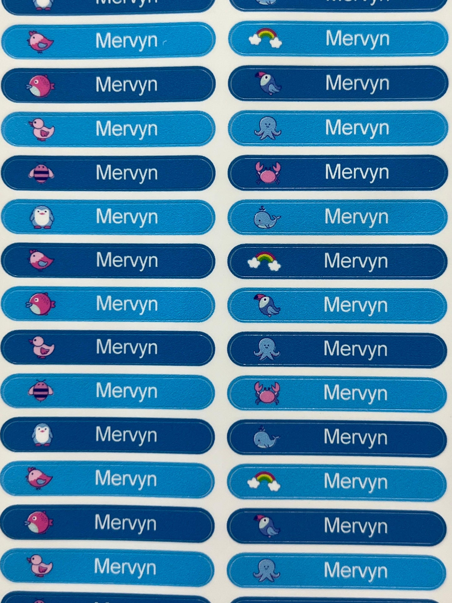 Stationery Name Labels - Blue Breeze