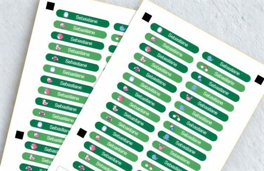 Stationery Name Labels - Green Garden